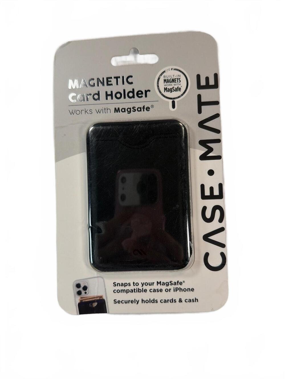 CASE-MATE Magnetic Card Holder Compatible with MagSafe - Black Vegan Leather NEW